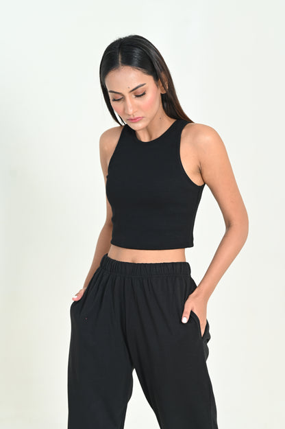 Womens Cami Crop Top - Black