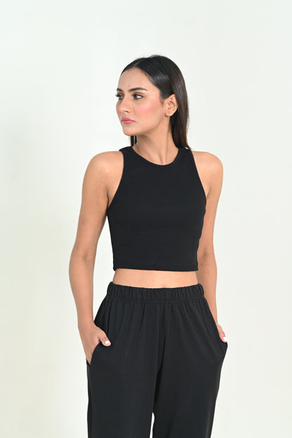 Womens Cami Crop Top - Black