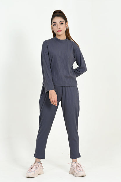 Women's Fashion Viscose-Co-Ord Set- Charcoal