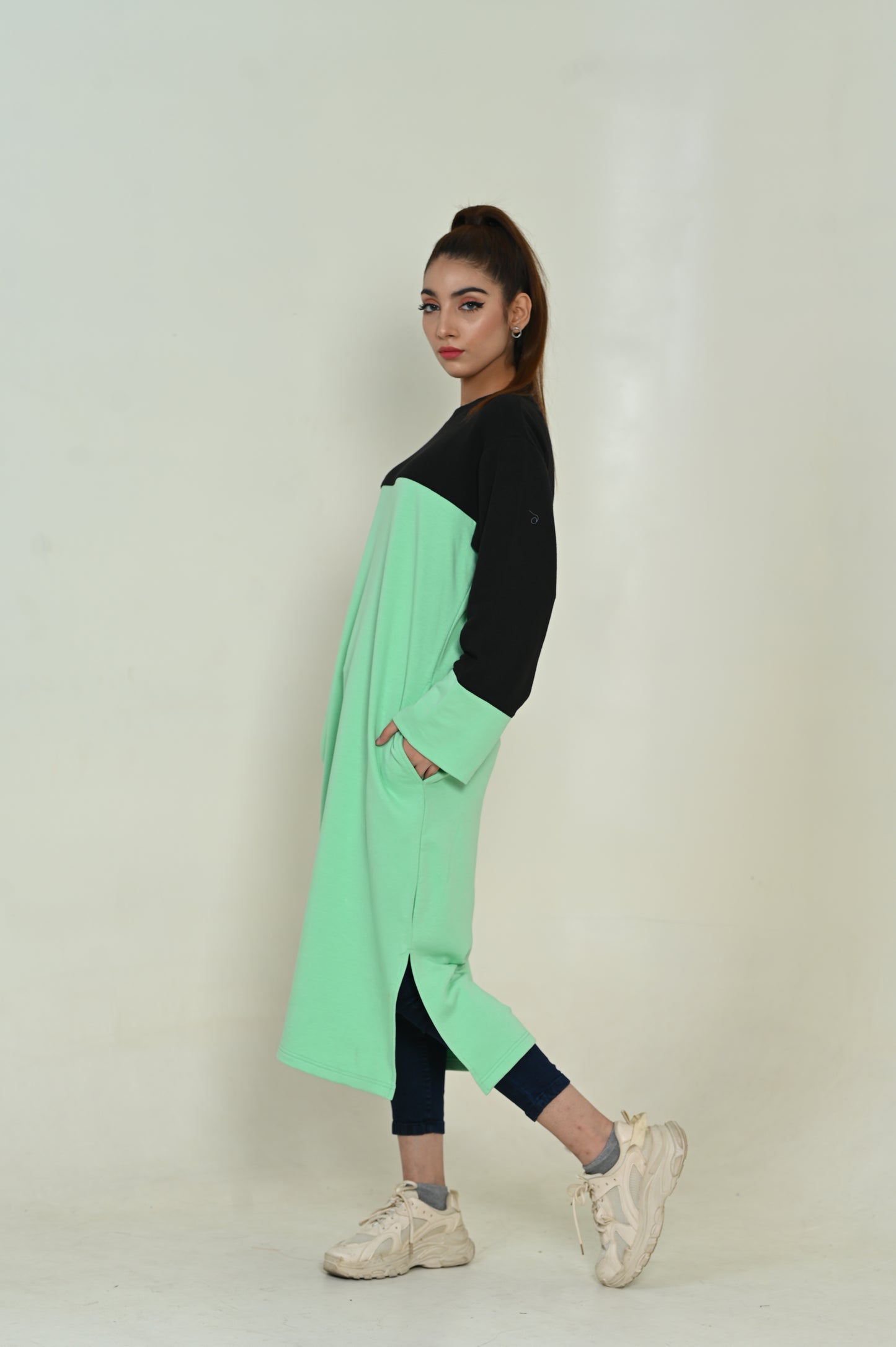 Women's Terry over-sized Long Shirt /Mint