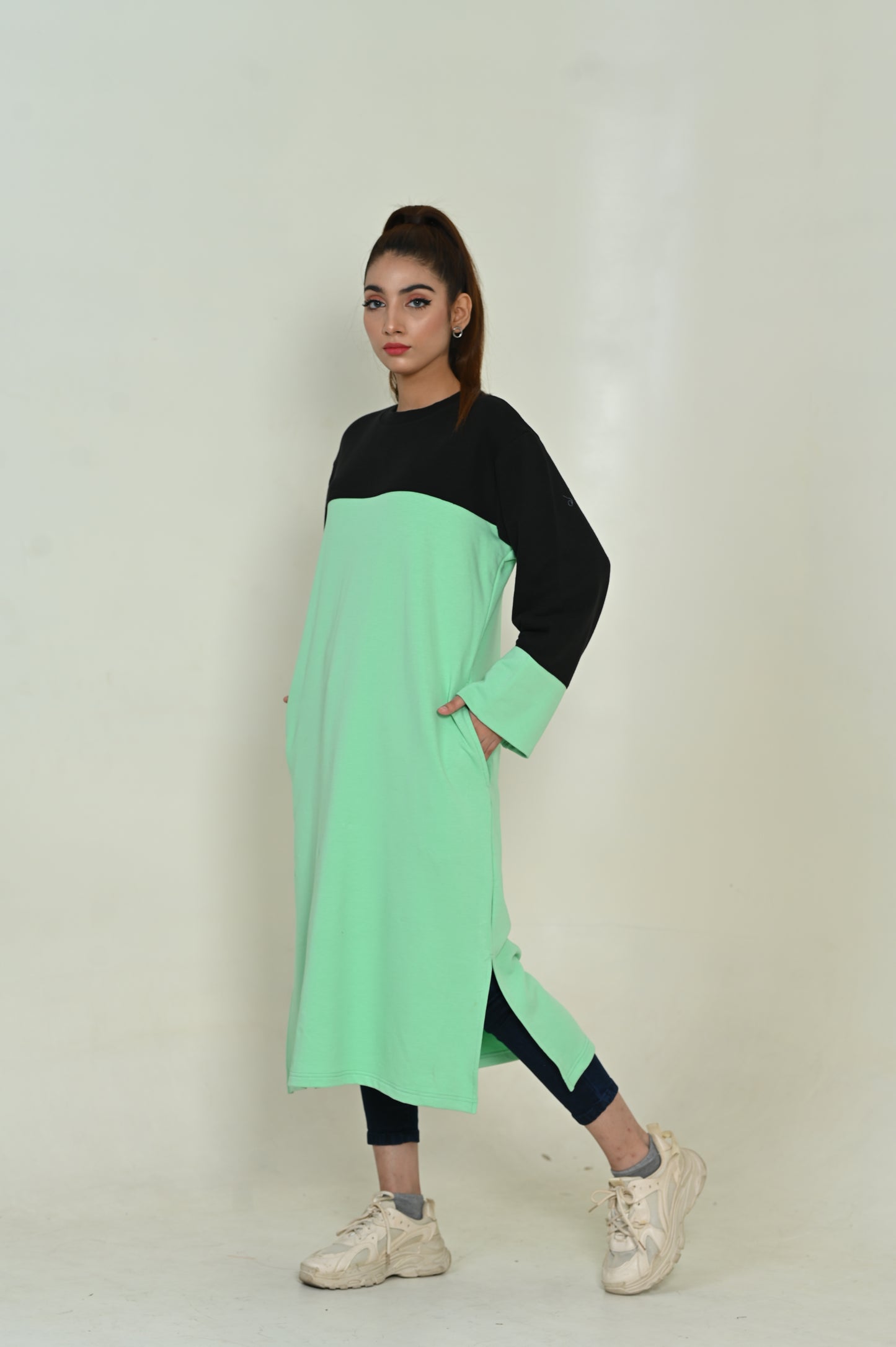 Women's Terry over-sized Long Shirt /Mint