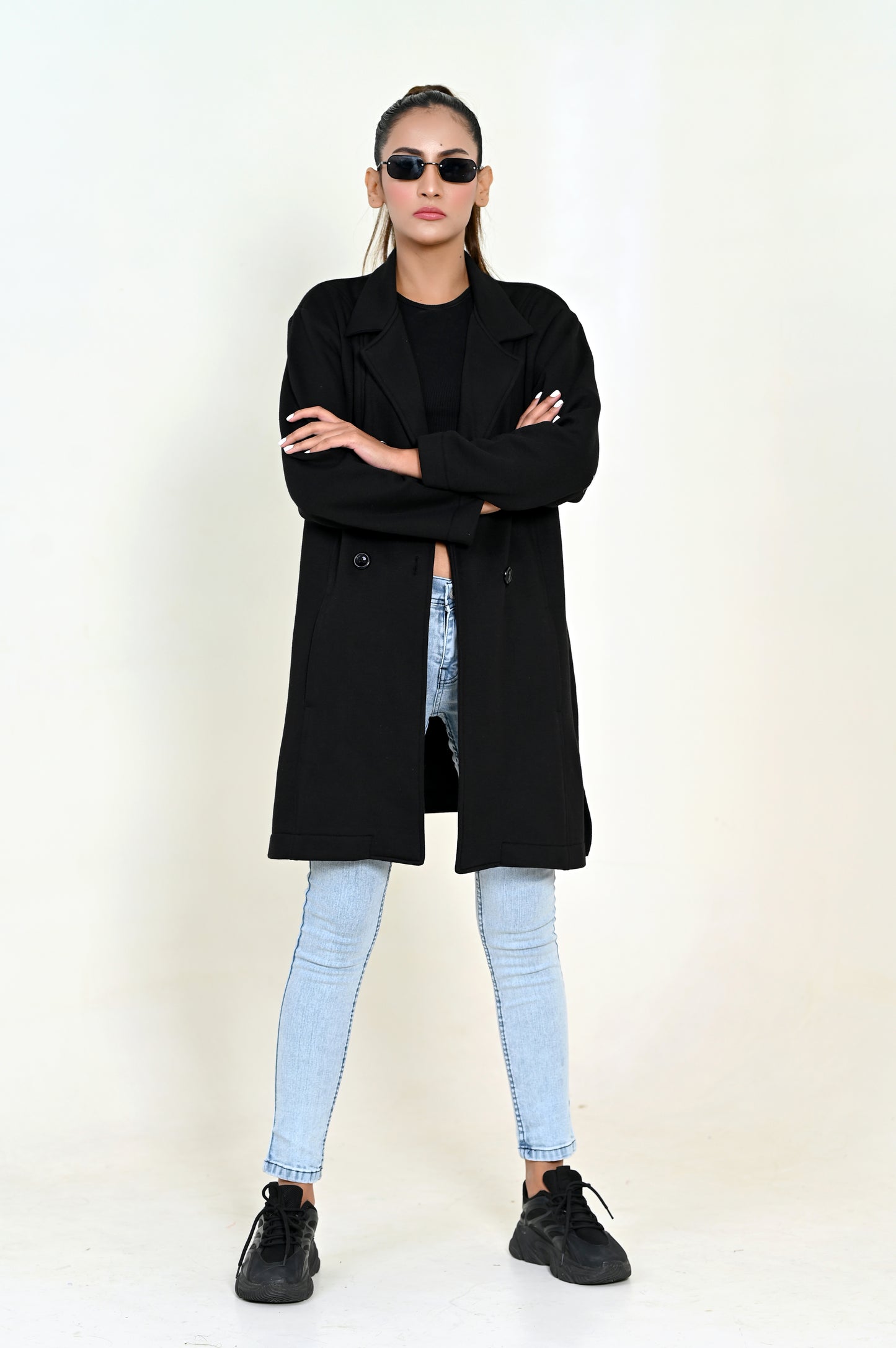 PRE ORDER= Women's Flecce Coat - Black