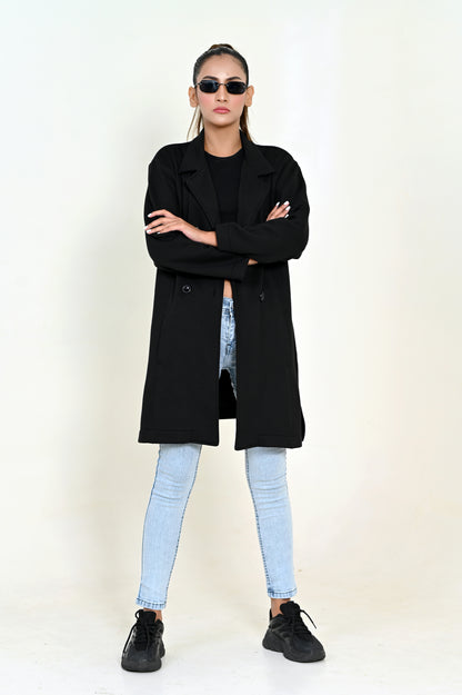 PRE ORDER= Women's Flecce Coat - Black