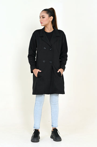 PRE ORDER= Women's Flecce Coat - Black