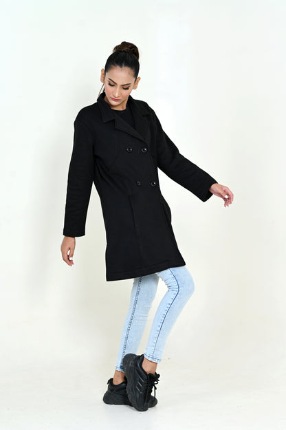 PRE ORDER= Women's Flecce Coat - Black