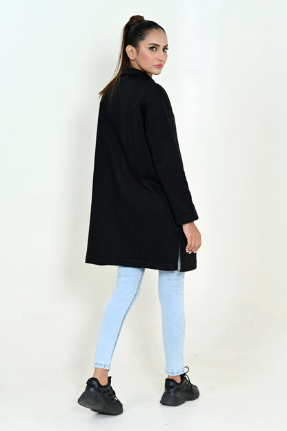 PRE ORDER= Women's Flecce Coat - Black