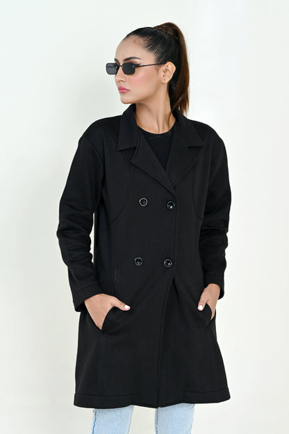 PRE ORDER= Women's Flecce Coat - Black