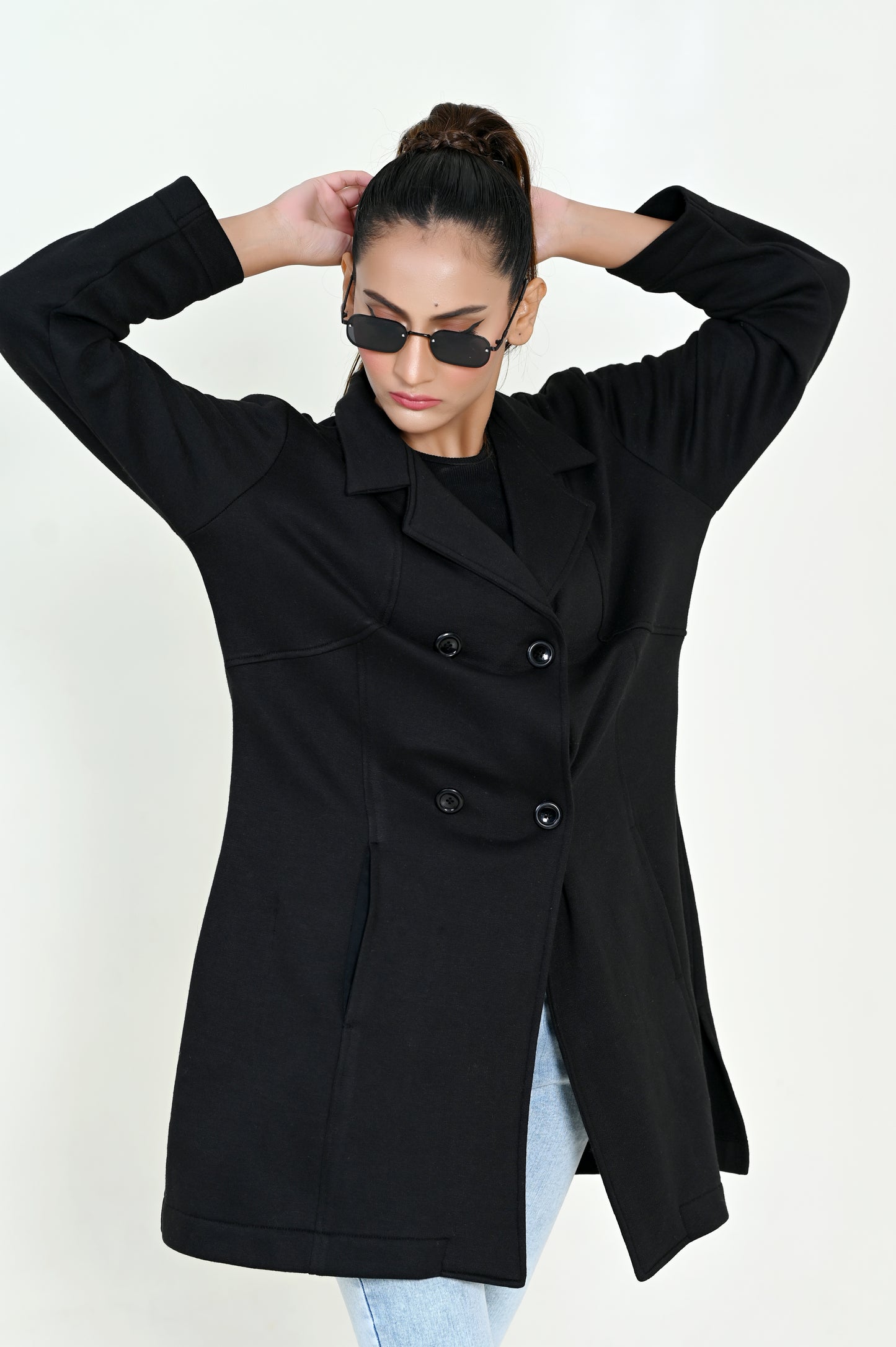 PRE ORDER= Women's Flecce Coat - Black