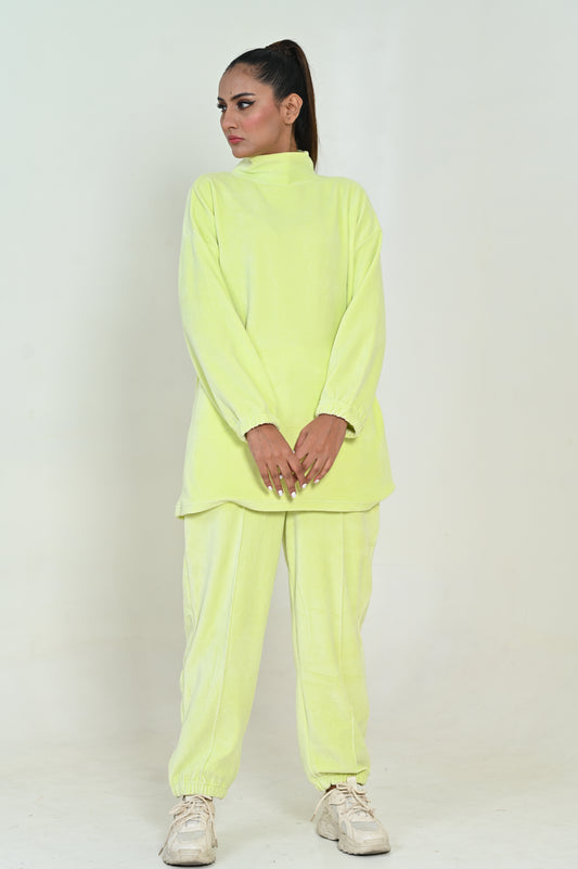 Women's Fashion Velour -Co-Ord Set- Pastel Green