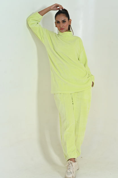 Women's Fashion Velour -Co-Ord Set- Pastel Green