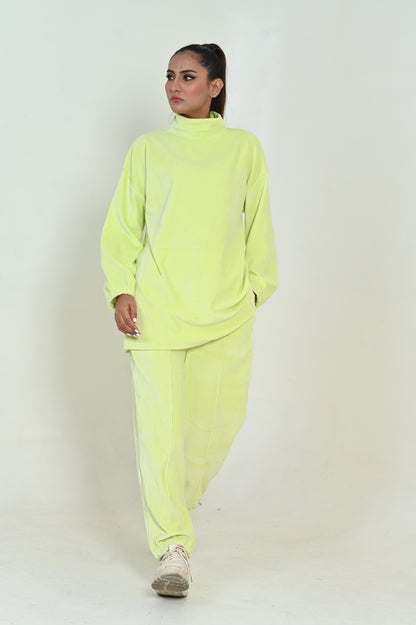 Women's Fashion Velour -Co-Ord Set- Pastel Green