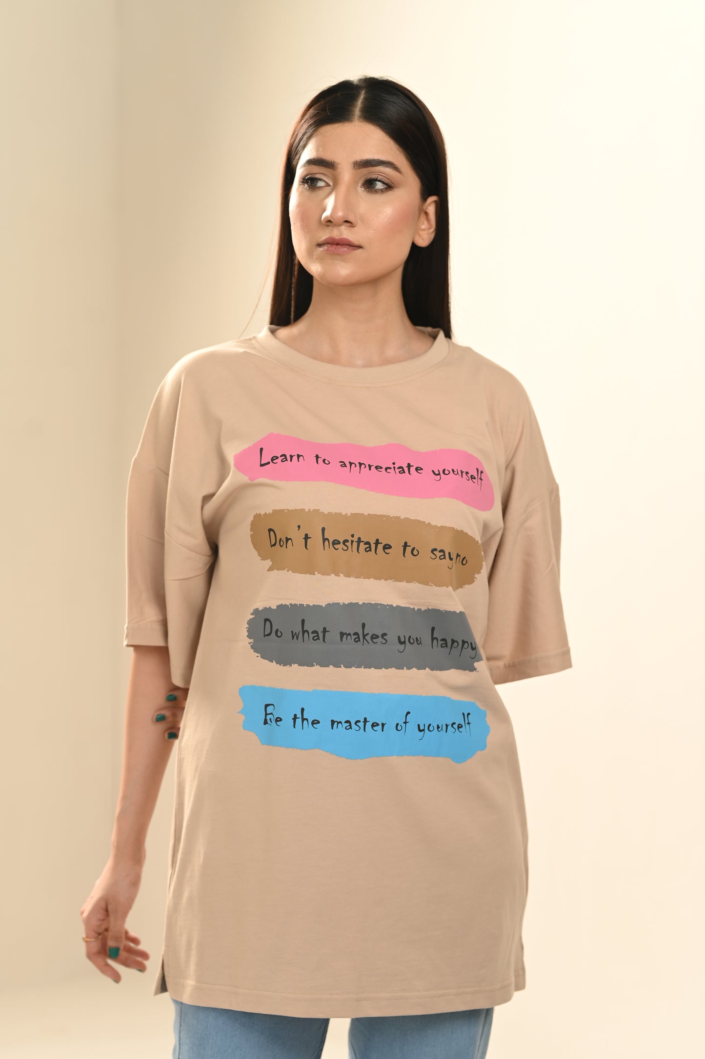 Women Oversized -T-Shirt -Golden Words