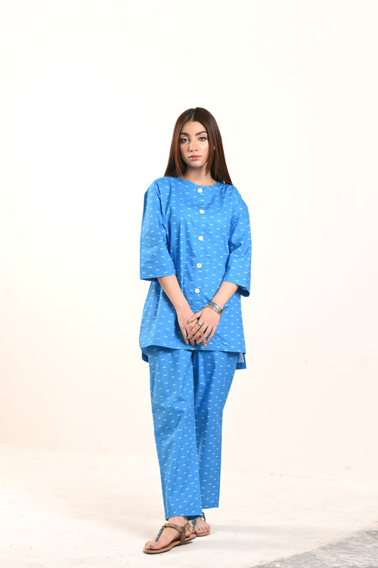 Women's Fashion Sky Blue Co-Ord Set - Queen of Slumber