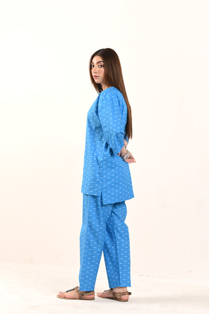 Women's Fashion Sky Blue Co-Ord Set - Queen of Slumber