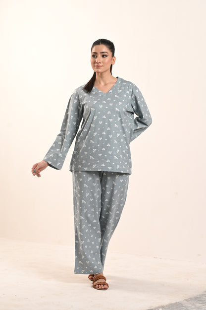 Women's Jersey Self Printed Track Suit - Silver Birch