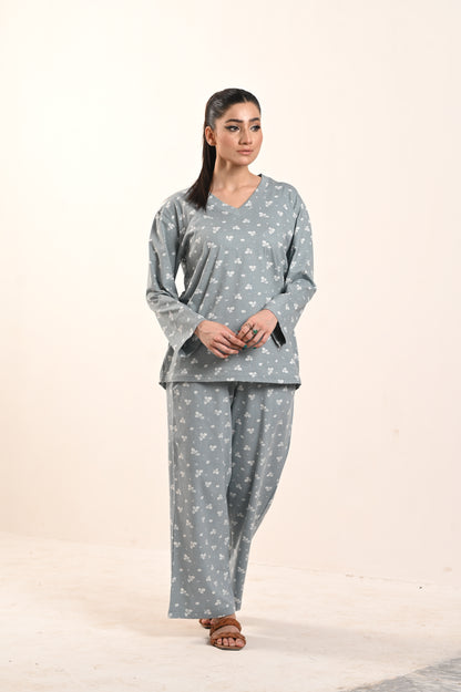 Women's Jersey Self Printed Track Suit - Silver Birch