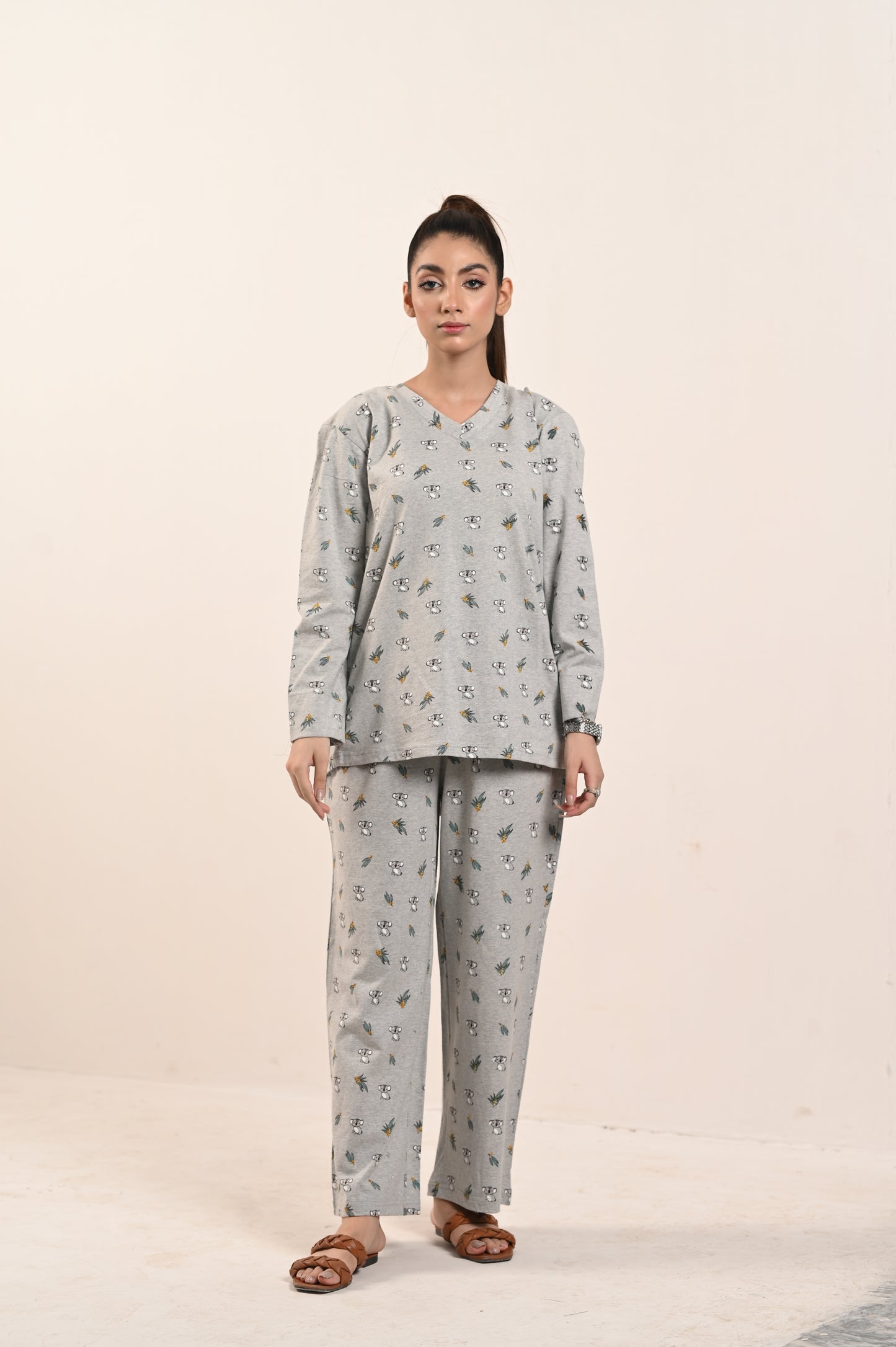 Women's Jersey Self Printed Track Suit -Teddy Bear