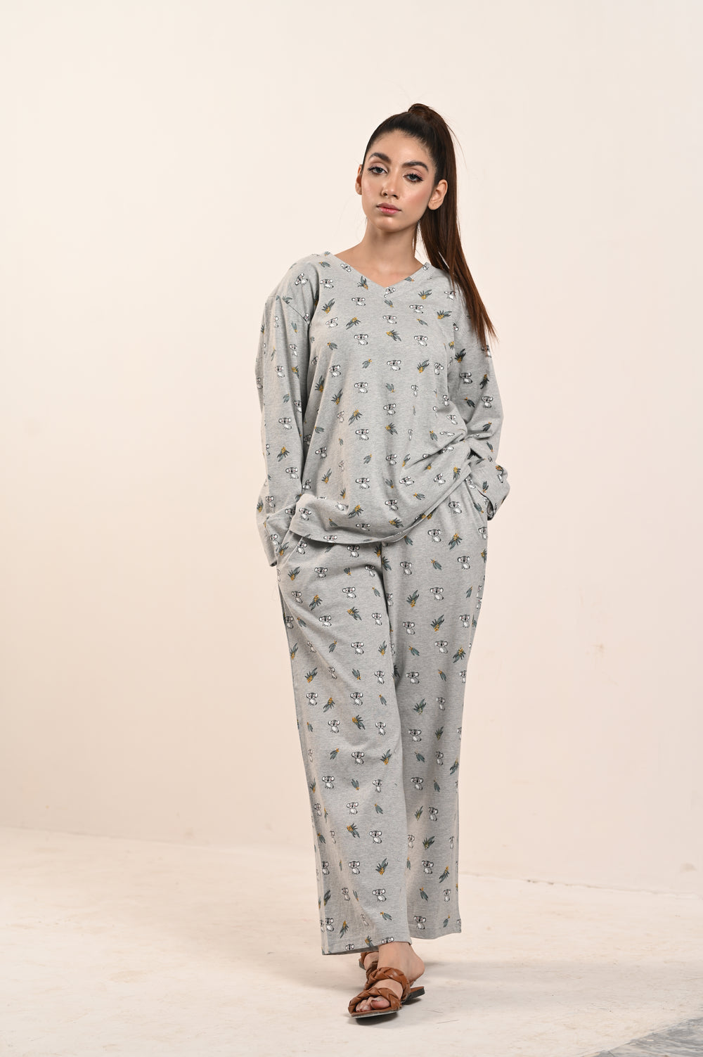Women's Jersey Self Printed Track Suit -Teddy Bear