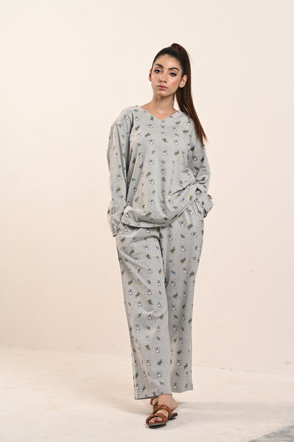 Women's Jersey Self Printed Track Suit -Teddy Bear