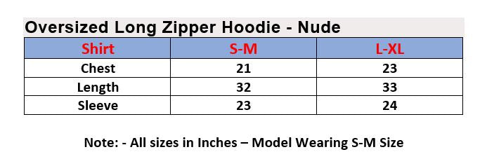 Women's Fashion Oversized Long Zipper Hoodie- Nude