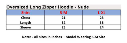 Women's Fashion Oversized Long Zipper Hoodie- Nude