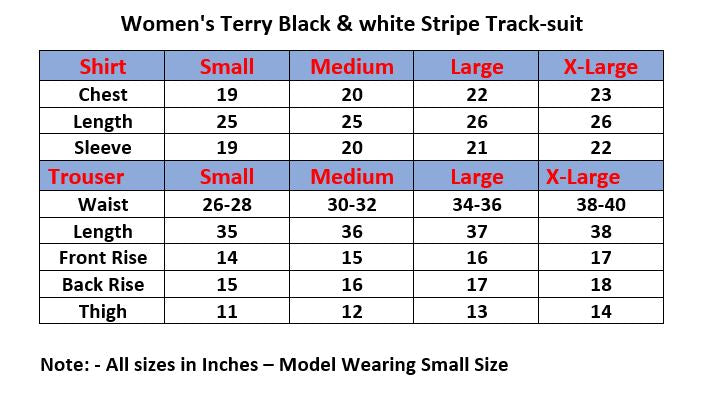 Women's Terry Black & white Stripe Track-suit