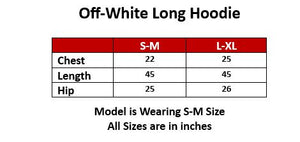Women's Over-sized Long Hoodie with black Pannel/ Off-White