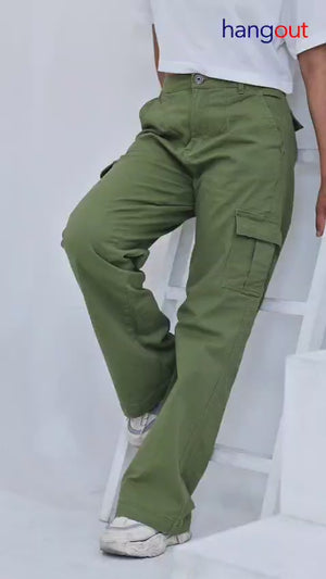 Women's Cargo Wide Bottom- Sage Green