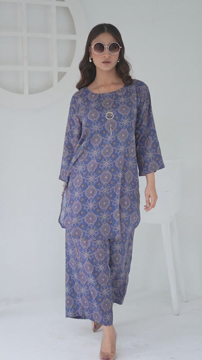 Women's Classic Fashion Wear Suit- Blue Ajrak