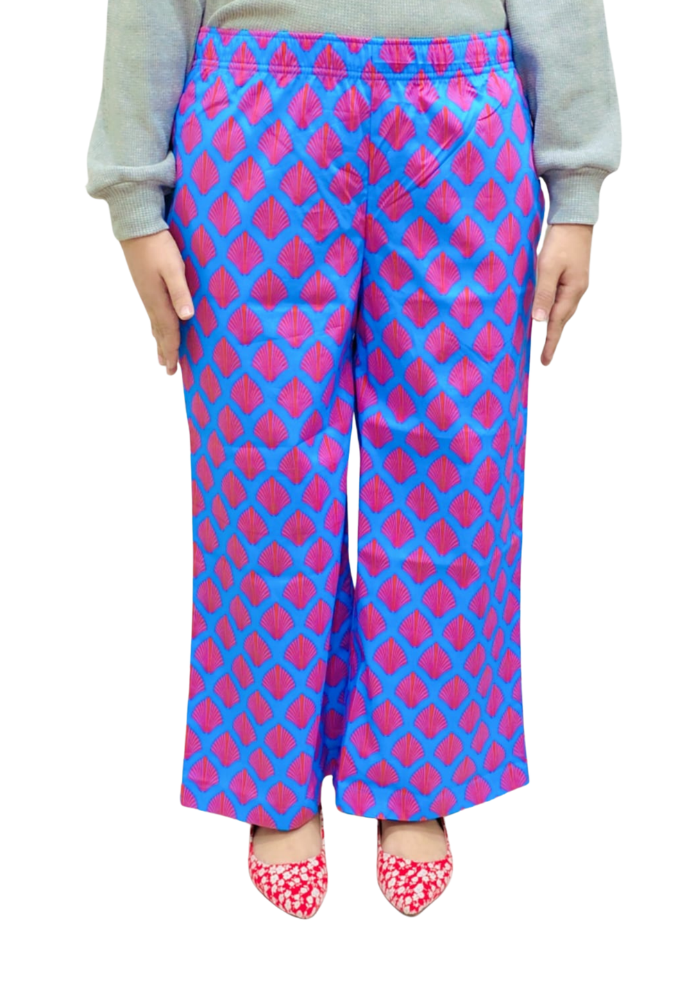 Loungewear Wide-Leg Pajama- Pink Feathers