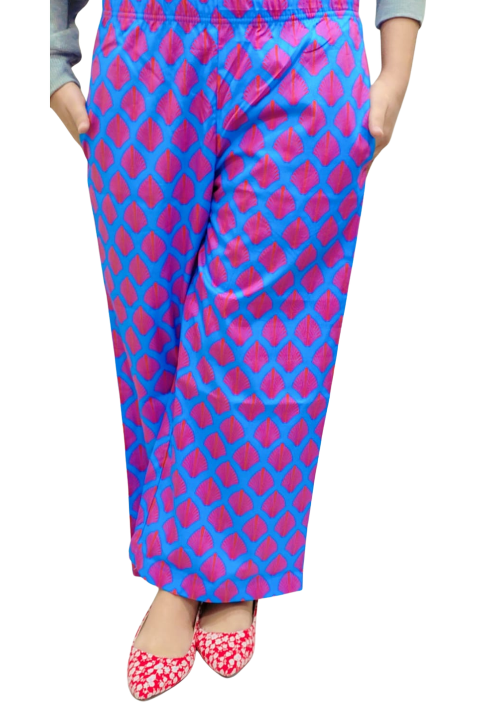 Loungewear Wide-Leg Pajama- Pink Feathers