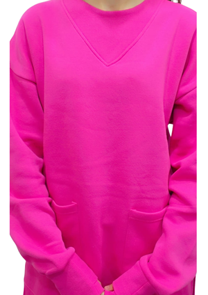 Women Sweatshirt |Long & LooseFit | Hot Pink