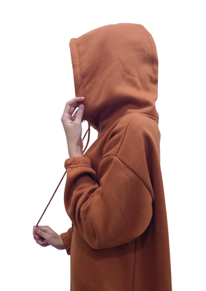 Women Over-sized | Long Hoodie |Terracotta