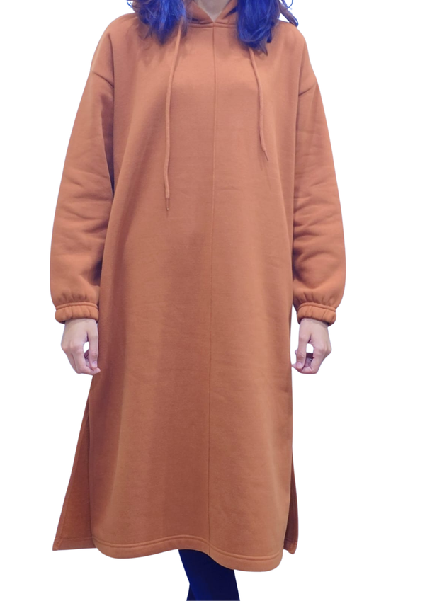 Women Over-sized | Long Hoodie |Terracotta