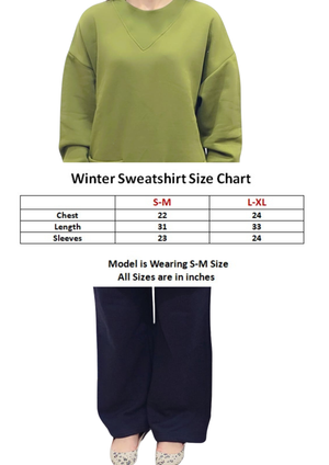 Women Sweatshirt |Long & LooseFit | Olive Green