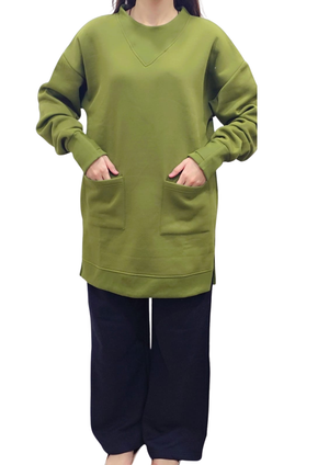 Women Sweatshirt |Long & LooseFit | Olive Green