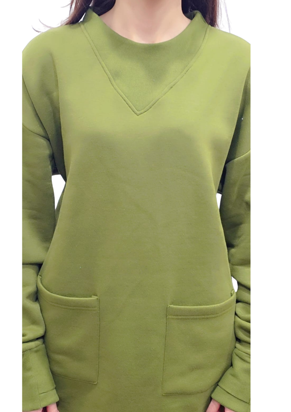 Women Sweatshirt |Long & LooseFit | Olive Green