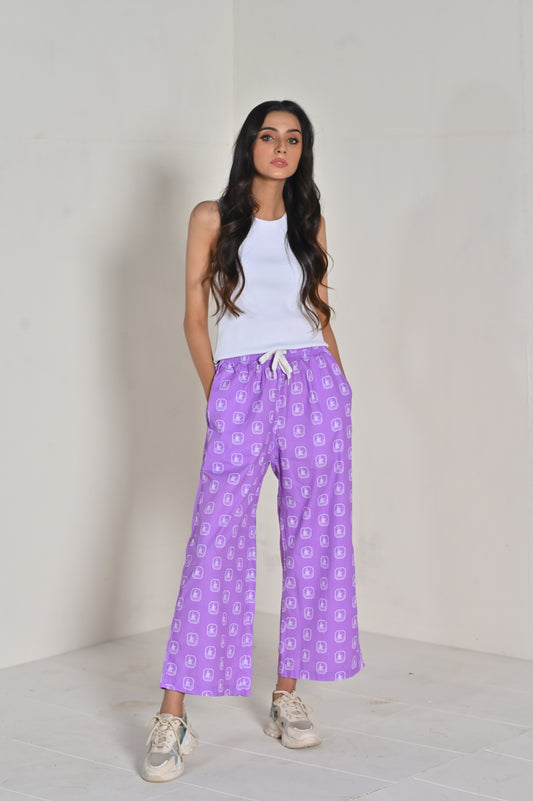 Women Goodnight  Wide Bottom Pajama - Purple Box