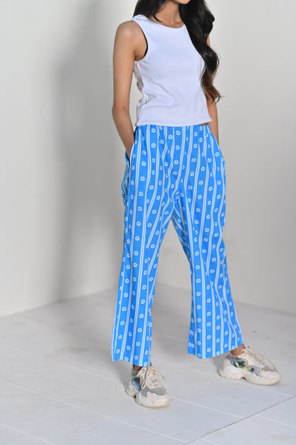 Women Goodnight  Wide Bottom Pajama - Blue Fire