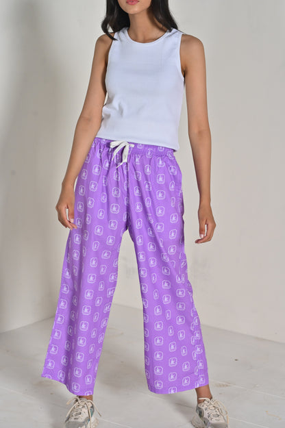 Women Goodnight  Wide Bottom Pajama - Purple Box