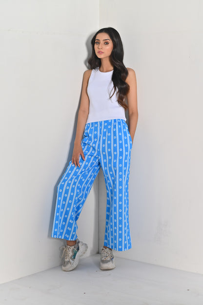 Women Goodnight  Wide Bottom Pajama - Blue Fire