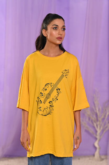 Women Oversized T-Shirt- Guitar- Enjoy The Beat