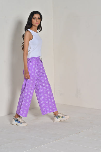 Women Goodnight  Wide Bottom Pajama - Purple Box