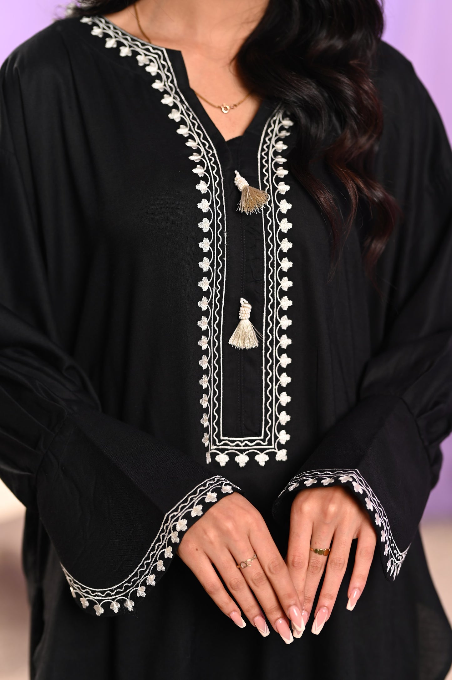 Women's Ethnic Wear Emb Suit - Black