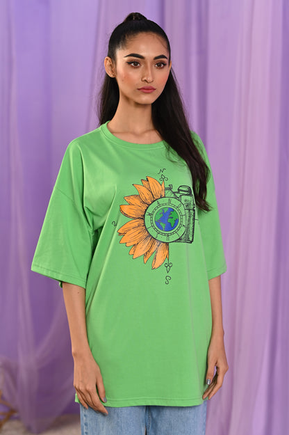 Women Oversized - T-Shirt - Flower Cam