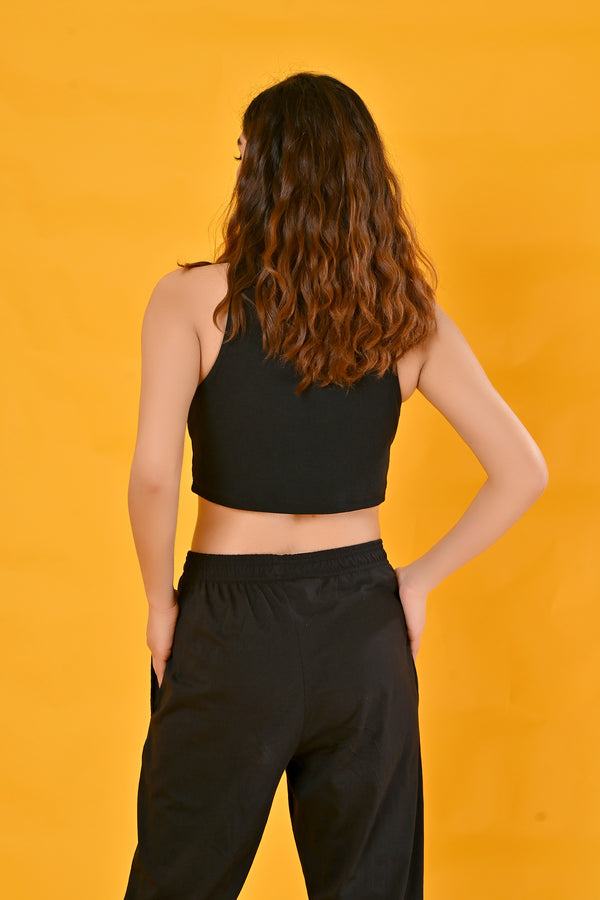 100% Cotton knitted Jersey Pajamas - Black
