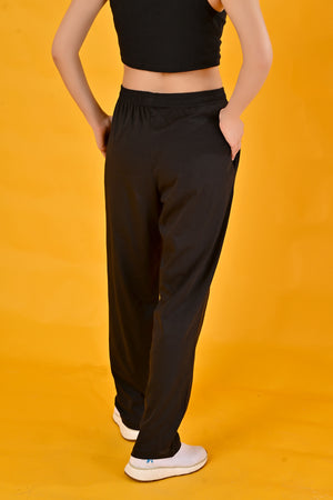 100% Cotton knitted Jersey Pajamas - Black