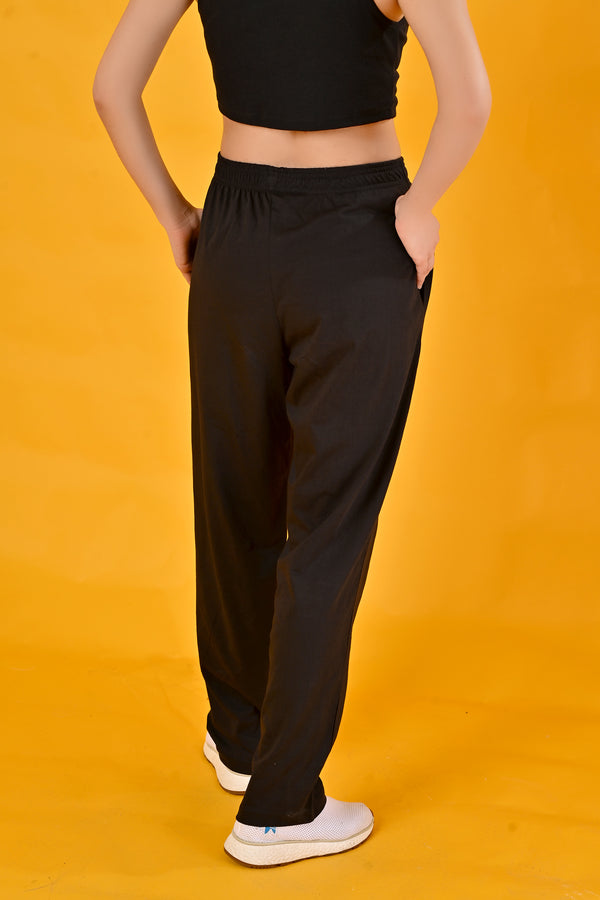 100% Cotton knitted Jersey Pajamas - Black