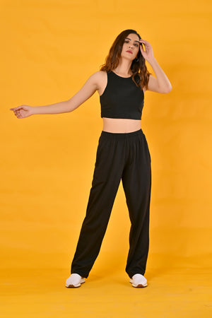 100% Cotton knitted Jersey Pajamas - Black