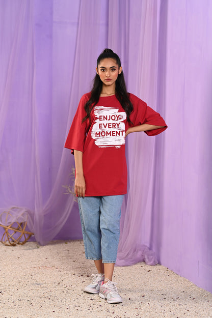 Women Oversized T-Shirt - Enjoy Every Moment